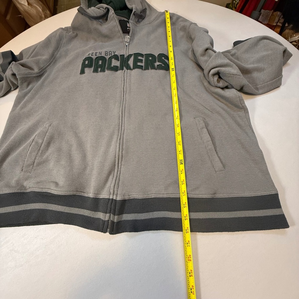 NFL Pro Line Green Bay Packers Waffle Knit Zip Up Hoodie Grey Mens 4XL Thermal - Picture 7 of 7